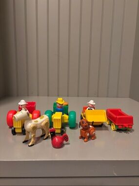 Vintage Fisher-Price Farm Vehicle Lot